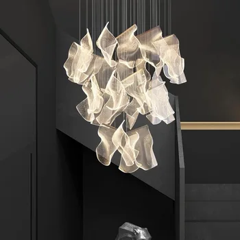 Световод, светодиодное подвесное освещение, Двухуровневая Вращающаяся лестница, креативный постмодернистский Длинный Акриловый подвесной светильник для столовой и гостиной