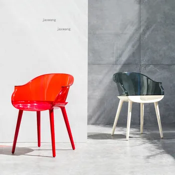 Скандинавские обеденные стулья из прозрачного пластика, современное домашнее кресло со спинкой, кафе, повседневные стулья для столовой, мебель для спальни