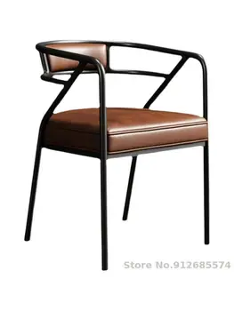 Скандинавский легкий роскошный американский ретро-индустриальный стиль, кожаный диван из кованого железа, кресло для отдыха, табурет, обеденный стул, кофейня, дом
