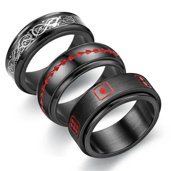 Европейское и американское мужское новое вращающееся кольцо из титановой стали, модное вращающееся кольцо с драконом, черные ювелирные изделия