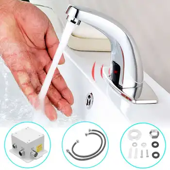 Автоматические бесконтактные инфракрасные сенсорные краны для ванной комнаты, энергосберегающий индуктивный электрический водопроводный кран, Мощность смесителя