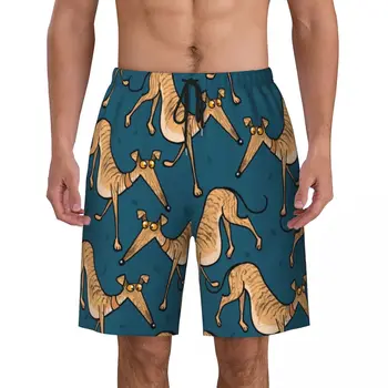 Мужские плавки Kawaii Greyhound Dog, Пляжная одежда, Быстросохнущие пляжные шорты для плавания Whippet